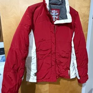 Red and White Puffer Jacket